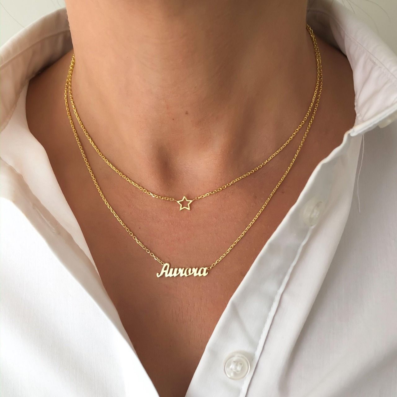 Customised double chai Name Necklace